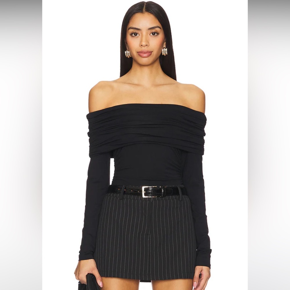 Rag & Bone Luca Off Shoulder Long Sleeve in Black, XS